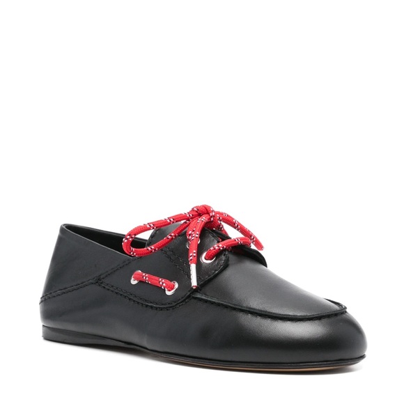 Sandro Black Boat Shoes with Red Laces